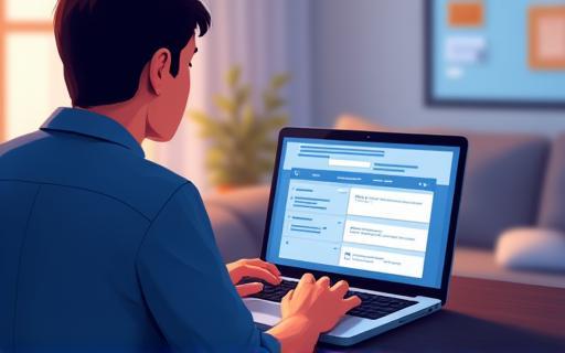 Person learning online on a laptop