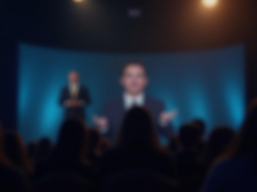 Person confidently speaking during a presentation